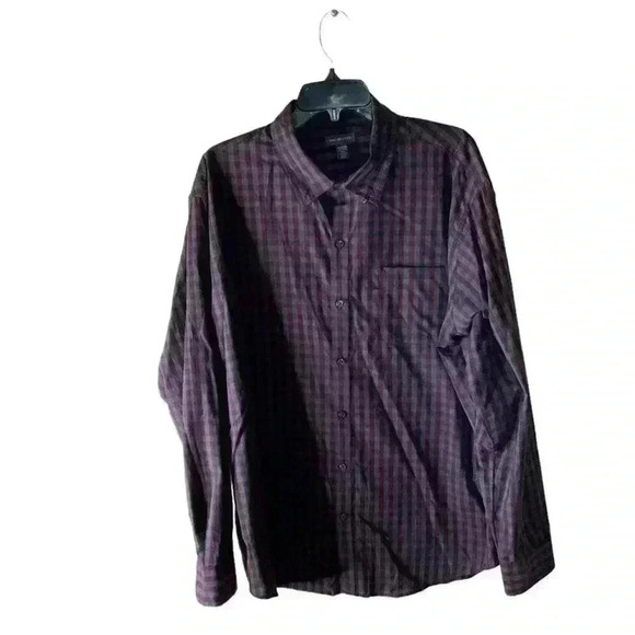 Van Heusen Shirt Button Front Plaid Shirt Men's Size XL Long Sleeves Top - Picture 3 of 6